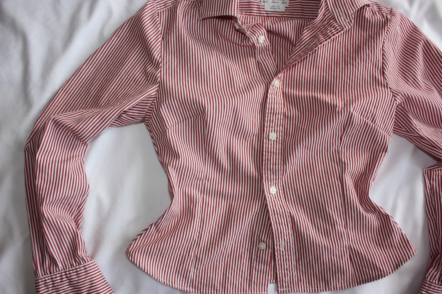 Pinstripe Fitted Shirt Adjustable Waist Red