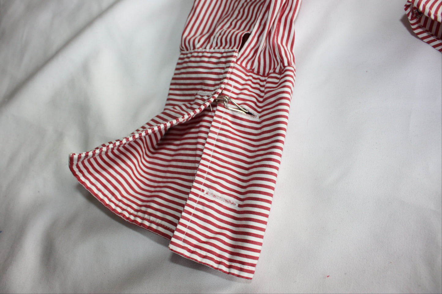 Pinstripe Fitted Shirt Adjustable Waist Red